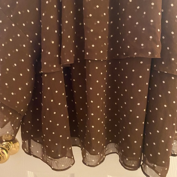 Cato Plus Size Brown Polka Dot Top - Picture 4 of 6